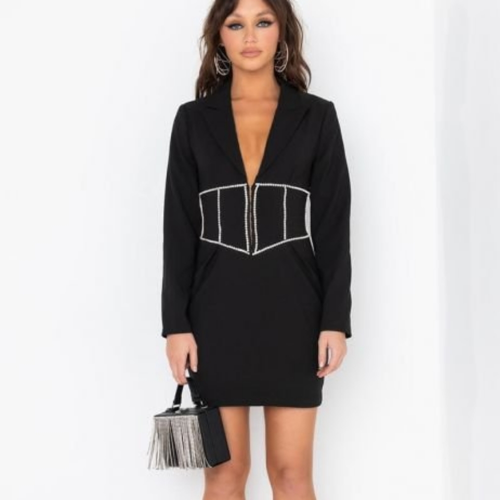 RHINESTONE BLAZER CORSET DRESS